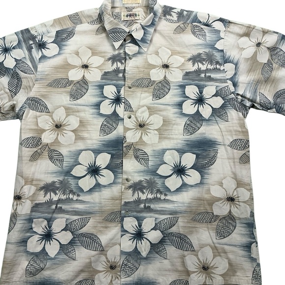 Vintage 90s Campia Moda tropical floral button front cotton shirt XXL - Picture 1 of 6